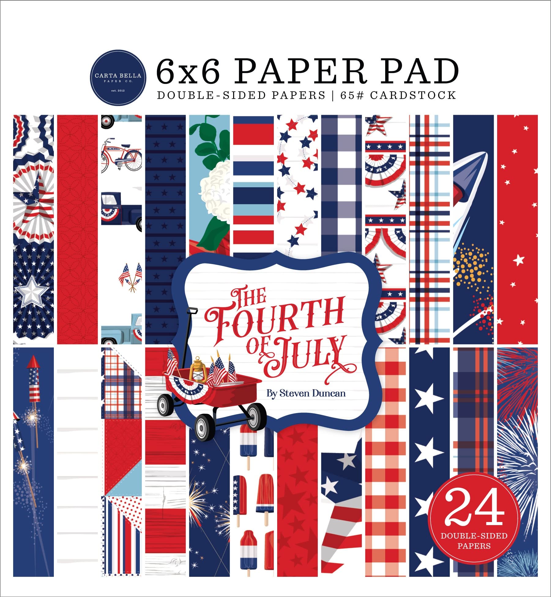 Carta Bella Double-Sided Paper Pad 6"X6" 24/Pkg-Fourth Of July