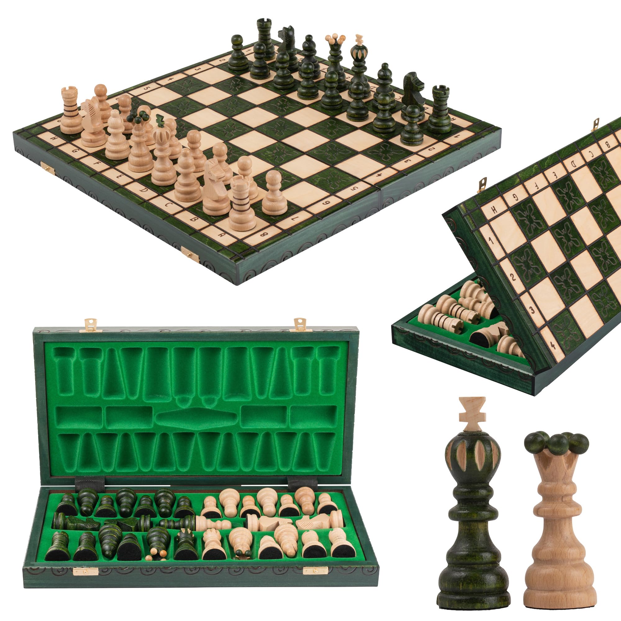 Stunning PEARL XL Large Wooden Chess Set 42cm / 16in. Very Popular Europen Hand Crafted Chess for Kids for Adults