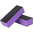 uxcell 4 Way Nail File, 2 Pcs Nail Buffer Sanding Block Manicure Art Tool Shiner Polisher for Women and Men, Sponge Nail Polishing Tool Kits for Professional Salon Home Use, Black Purple