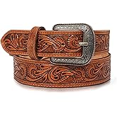 RAW HYD Full-Grain Men's Western Belts w/Buckle/Buckle Free - Robust Tooled Leather Belt - Versatile Western Belts for Men