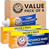 ARM &amp; HAMMER Advance White Toothpaste, Teeth Whitening Baking Soda Toothpaste, Stain Defense, Fluoride, Clean Mint Flavor, 6.0 Oz (Pack of 4)