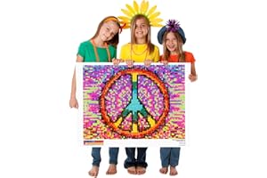 STICKTOGETHER Huge Mosaic Puzzle Poster Kits | Group Project | No Mess Paint by Sticker | Stay at Home Activity | Classroom | One Sticker at a Time! | Large Peace Sign | Learning Fun | 40” X 36” Giant Poster