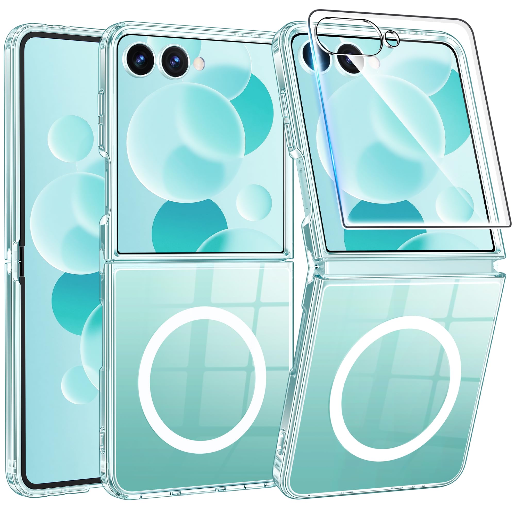 Photo 1 of FNTCASE for Samsung-Galaxy Z-Flip-7 Magnetic Case: Clear Military Grade Drop Protection Anti Yellowing Cell Phone Cover - Rugged Shockproof Protective Bumper Transparent Phonecase