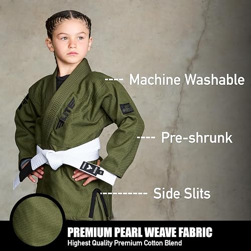 Elite Sports IBJJF Ultra Light Kids BJJ Gi With Free White Belt | Preshrunk Fabric, IBJJF Approved | Brazilian Jiu-Jitsu Uniform