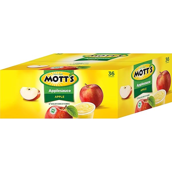 MOTT’S APPLESAUCE, 4 OZ CUPS, 36 COUNT, NO ARTIFICIAL FLAVORS, GOOD SOURCE OF VITAMIN C, NUTRITIOUS OPTION FOR THE WHOLE FAMILY