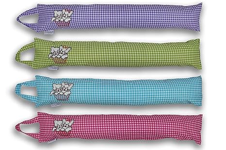 Merino-Betten Zugluftstopper 85cm Zugluftrolle in Verschiedenen Farben mit 2 süßen Kätzchen Türluftstopper Schutz vor Lärm un
