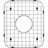 Sink Protectors for Kitchen Sink 13.6 x 11.6 Inch, Center Drain | Stainless Steel Single Bowl Sink Bottom Grid with Vinyl Feet, Sink Grate Drying Rack for Flat Base Basins