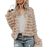 Inorin Womens Fall Open Front Cardigan Faux Fur Coat Vintage Parka Shaggy Jacket Warm Coat Tops
