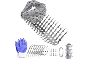 Foneso Raccoons Squirrel Baffle Spikes Deterrent, 120in Stainless Steel Pigeons Bird Spikes, Avoided Snakes Cats, Nests on Fences/Eaves/Porch/Windowsills, Protect Bird Feeder Pole