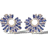 Jessica Simpson Bold Blue Circle Statement Earrings for Women – Gold-Tone Fashion Jewelry with Sparkling Accent Stones