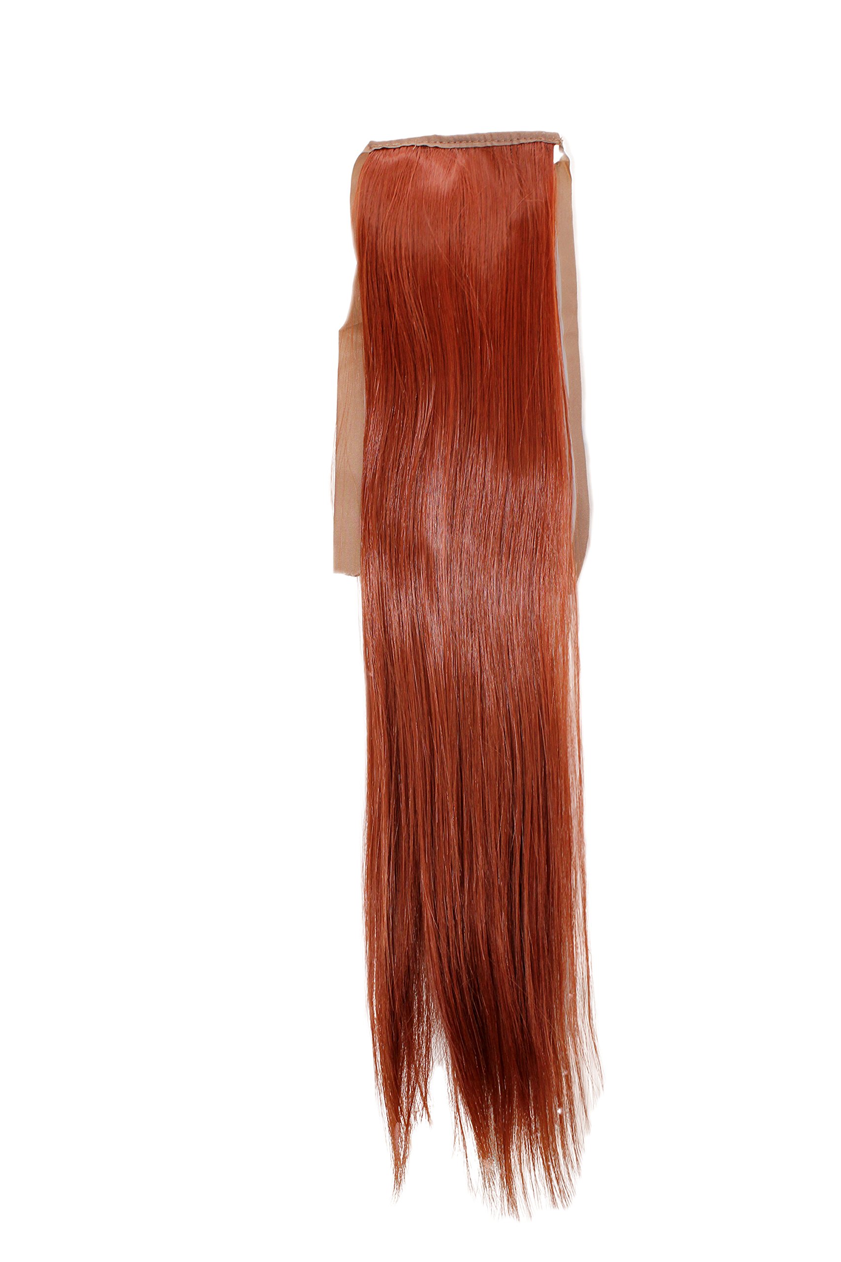WIG ME UP - YZF-TS18-130 Hairpiece Pontail Pigtail extension slim light straight comb and ribbon rust red 18inch