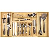 KitchenEdge Premium Silverware, Flatware and Utensil Organizer for Kitchen Drawers, Expandable to 33 Inches Wide, 11 Compartm