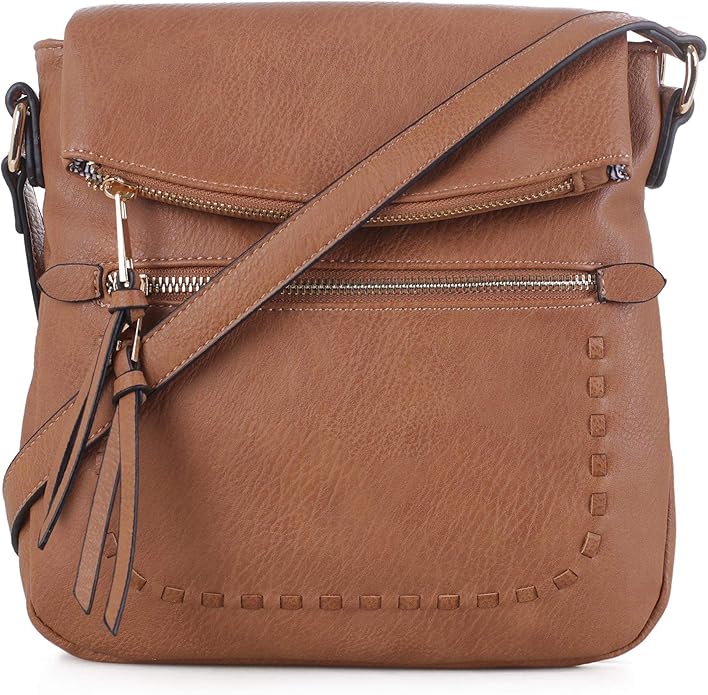 SG SUGU Flap Lightweight Medium Crossbody Bag with Strap for Women TAN Handbags