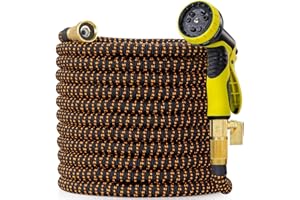HOEDXIDU Expandable Garden Hose 100 ft, 2025 Upgraded Flexible Water Hose 100ft with 10 Function Spray Nozzle, Lightweight, No Kink, Retractable Expanding Hose With 3/4" Solid Brass Fittings