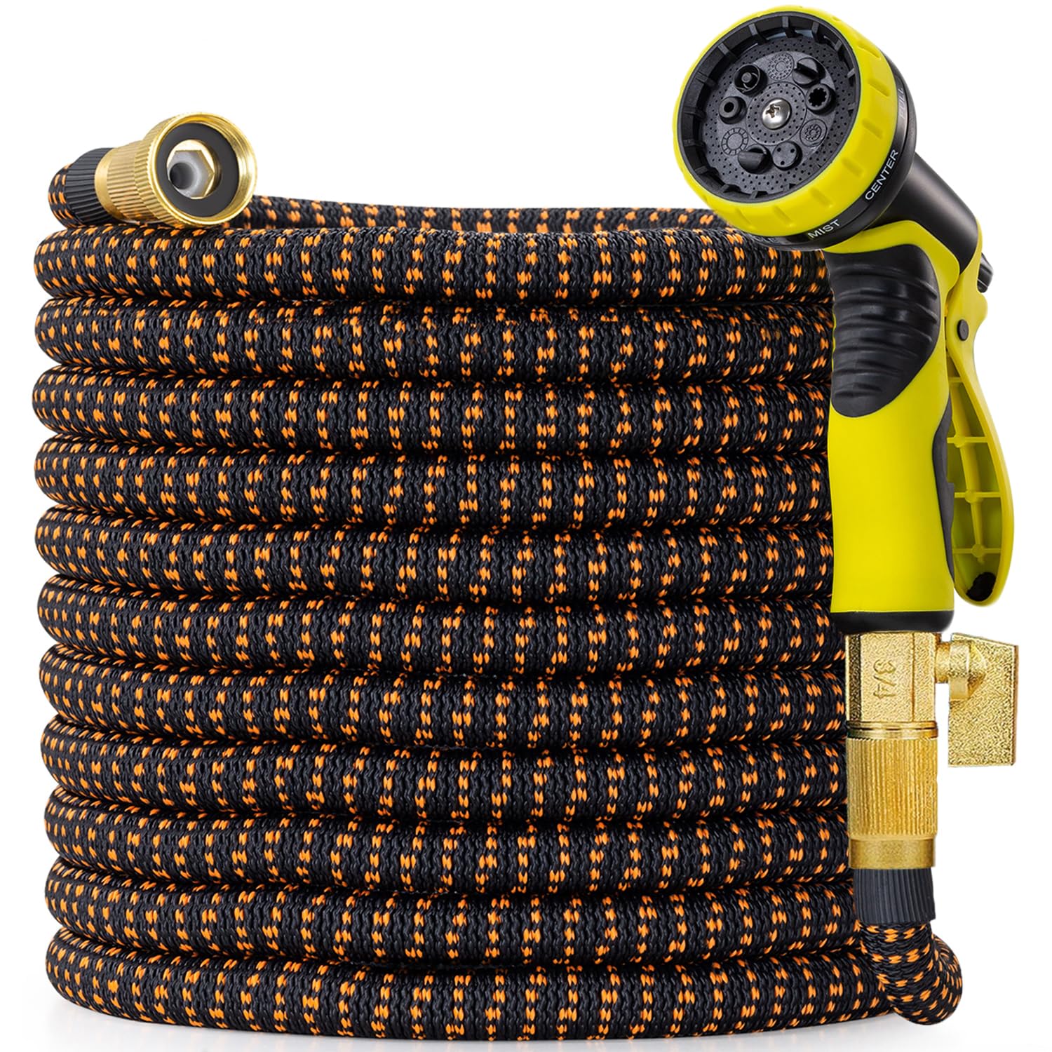 Photo 1 of 150 FT Expandable Garden Hose, 2025 New Flexible Water Hose 150FT with Solid Brass Connectors, Improved Extra Strength Fabric and Durable 3-Layer Latex Core, Ultra Lightweight, Kink Free & Tangle Free