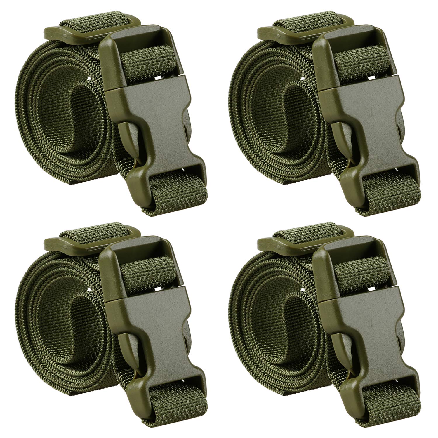 MAGARROW 40" 60" Strap Buckle Packing Straps Adjustable 1-Inch Belt, Army Green (4-Pack), 1" Wide - 40" Long