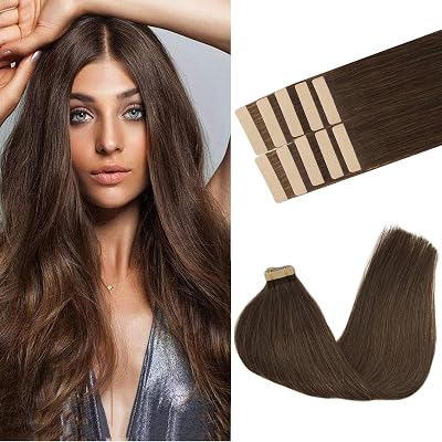 GOO GOO Tape In Hair Extensions 18 inch 25g 10pcs Chocolate Brown 9A