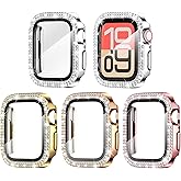 Goton 4-Pack Bling Case for Apple Watch Screen Protector 40mm Series 6/5/4, SE 3/2/1, Women Glitter Diamond Rhinestone Protector for iWatch Cover Accessories 40 mm