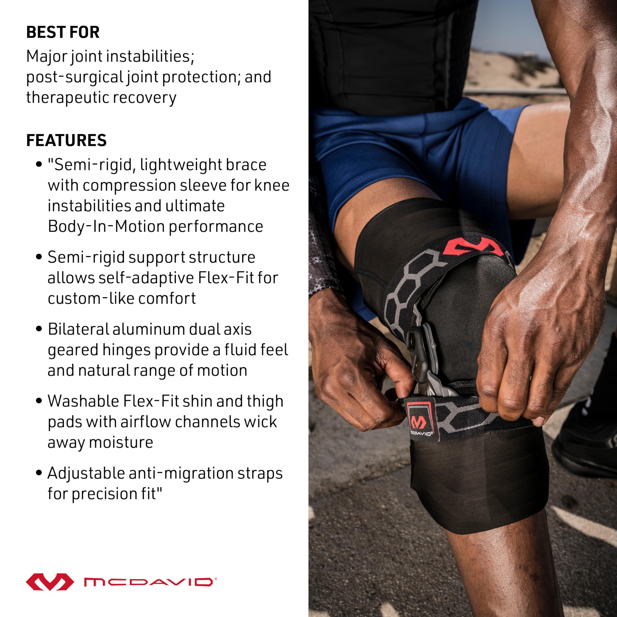 McDavid Knee Brace, Heavy Duty Hinged Knee Braces for Knee Pain, Instabilities, Ligament, ACL, MCL, PCL, Meniscus Injury, Pain Relief, Recovery, Preventive Hyperextension, Left or Right Side