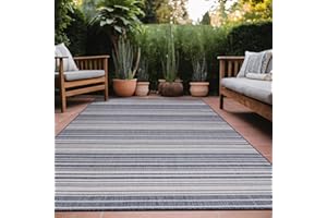 LuuL Home Stripe Outdoor Rug 5x7 Washable Outside Carpet for Indoor Patio Porch Waterproof Easy Cleaning Non Shedding Area Rugs Blue 5 x 7