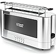 Russell Hobbs 2-Slice Glass Accent Long Toaster, Black & Stainless Steel, TRL9300BKR