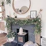 LOMOHOO 2 Pack Artificial Eucalyptus Garland 5.9 Ft White Flower Table Runner view 8