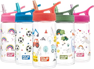Polar Gear Kids Water Bottle 400ml Red with Straw Carry Handle