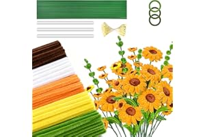 Saccik 500-Pcs Pipe Cleaners Craft: Yellow Chenille Stems Flower Making Kit - Pastel Fuzzy Limpia Pipas para Manualidades - 5 Colors with Accessories