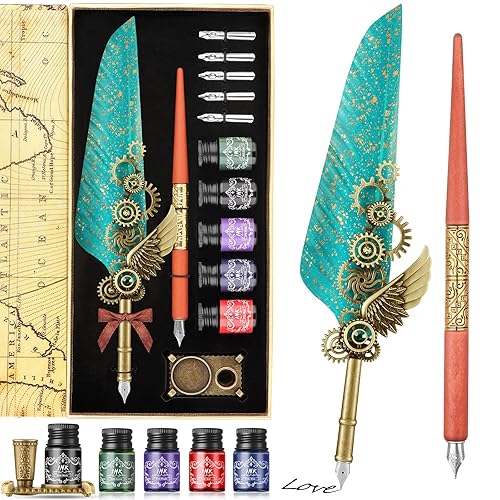 GrnVibe Calligraphy Kits for Beginners with Quill Pen and Ink Set,Premium Calligraphy Pens for Beginners Feather Pen and Ink Set Vintage Pen Set,Perfect for Calligraphy Art and Hand Lettering
