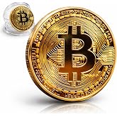Collector's Bitcoin Coin, Commemorative Crypto Token, Acrylic Case | Zinc Alloy Construction, Protective Acrylic Display Stand, Limited Edition Souvenir, Gift for Crypto Enthusiasts