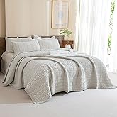Sanracie Cotton Oversized King Bedspread(128"x120"),Khaki Waffle Quilt Set 3 Pcs Soft Lightweight Extra Large King Quilt Bedding Set,Farmhouse Coverlet Quilt Set Shabby Vintage Chic Bedding Set