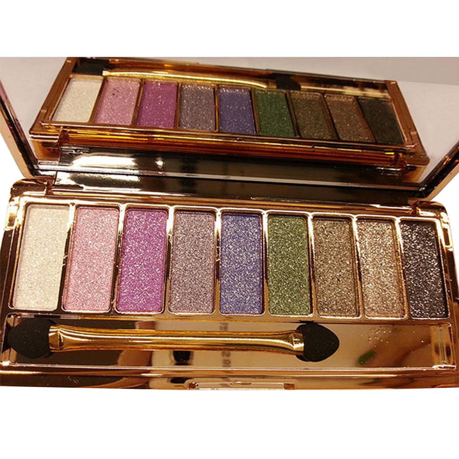 Zippem 9 colors Waterproof Glitter Eyeshadow Palette with Brush Eyeshadow