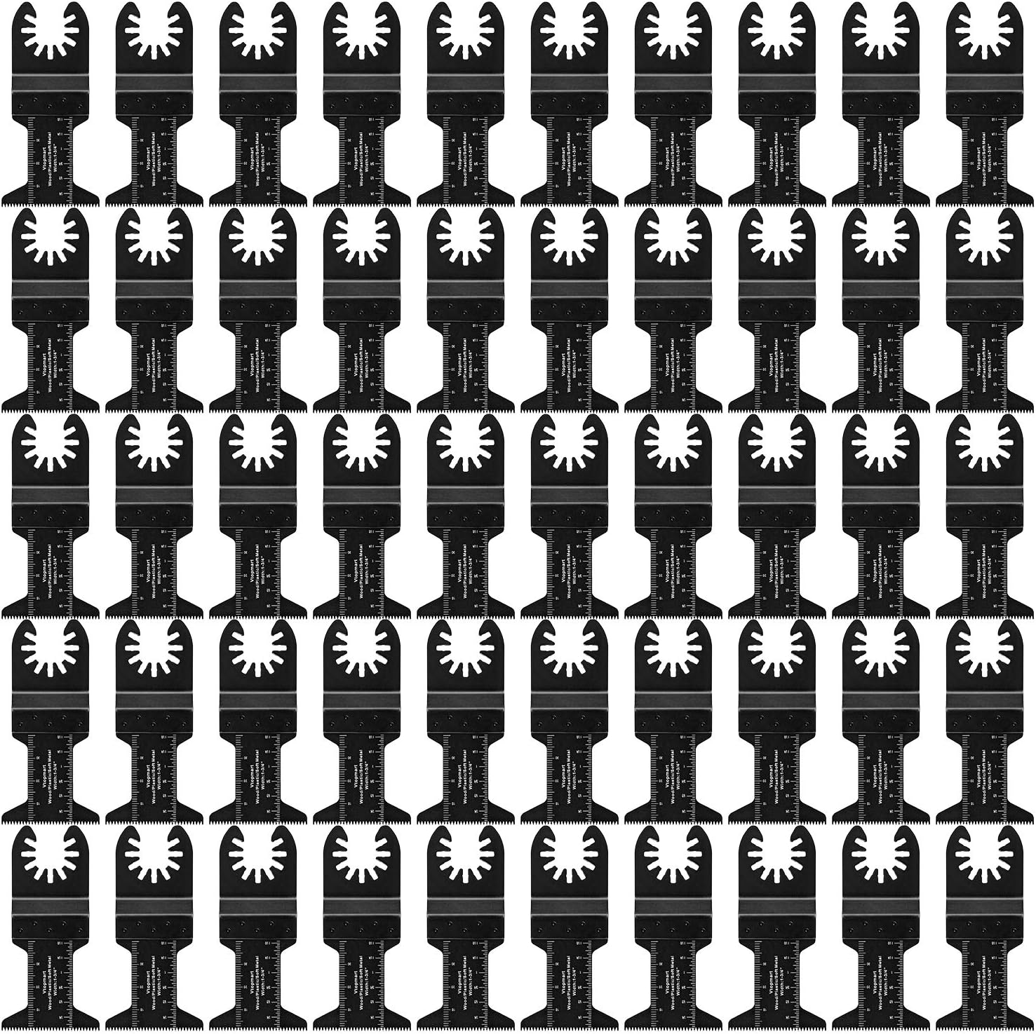 Vtopmart 50pcs Wood Oscillating Multitool Quick Release Saw Blades Compatible with Fein Multimaster Porter Cable Black & Decker Bosch Dremel Craftsman Ridgid Ryobi Makita Milwaukee Dewalt Rockwell