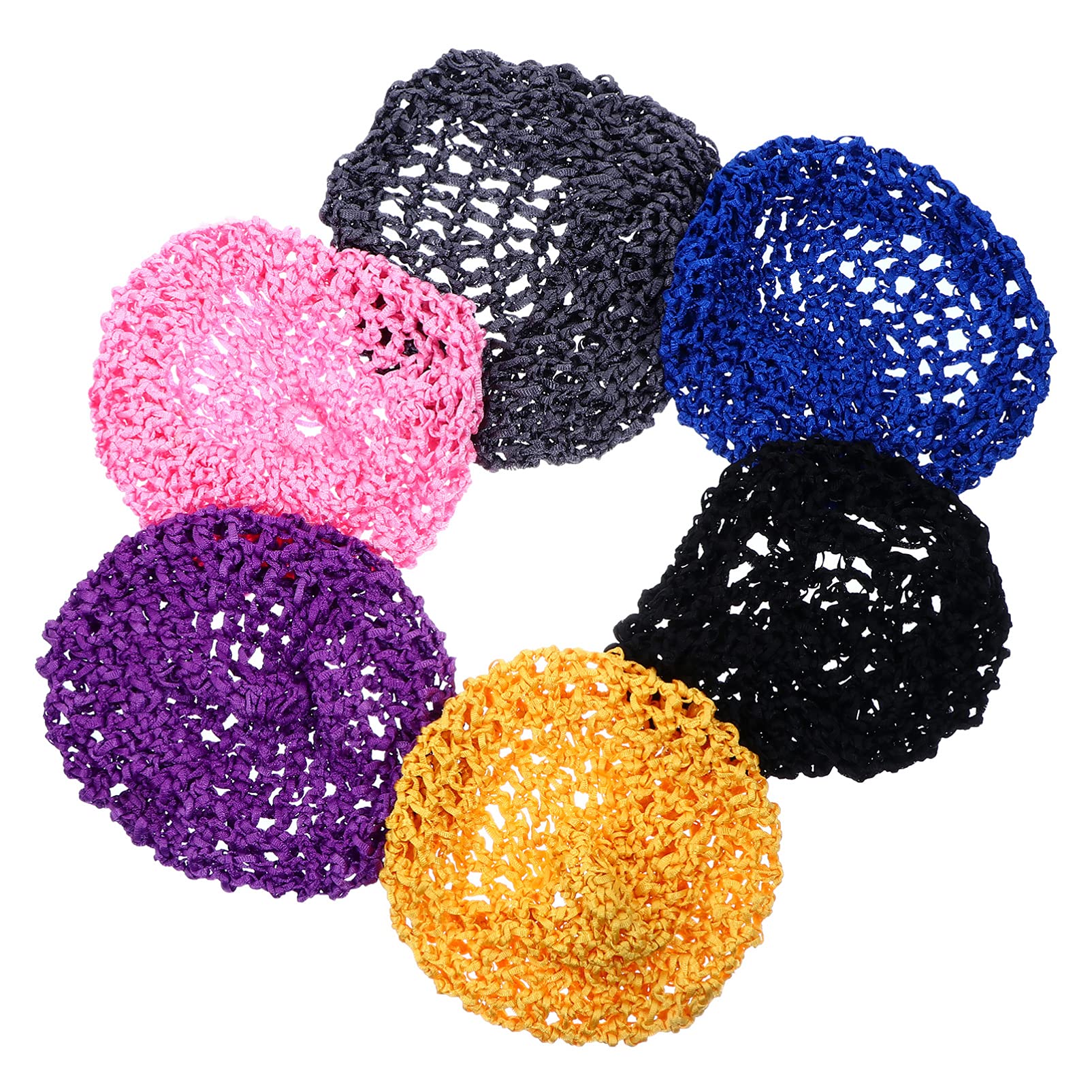 FRCOLOR 6pcs Mesh Crochet Hair Net Crocheted Hair Net Cap Rayon Snood Hat Thick Short Women Hairnet Snoods Cover Ornament for Sleeping