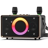 GFEEN Party Bluetooth Speaker: 100W Peak Loud! Deep Bass, 15H Playtime, Large Wireless Speakers, Powerful Sound, Light Show, Fast Charging for Outdoor, Backyard, House(Gold with 2Mic)