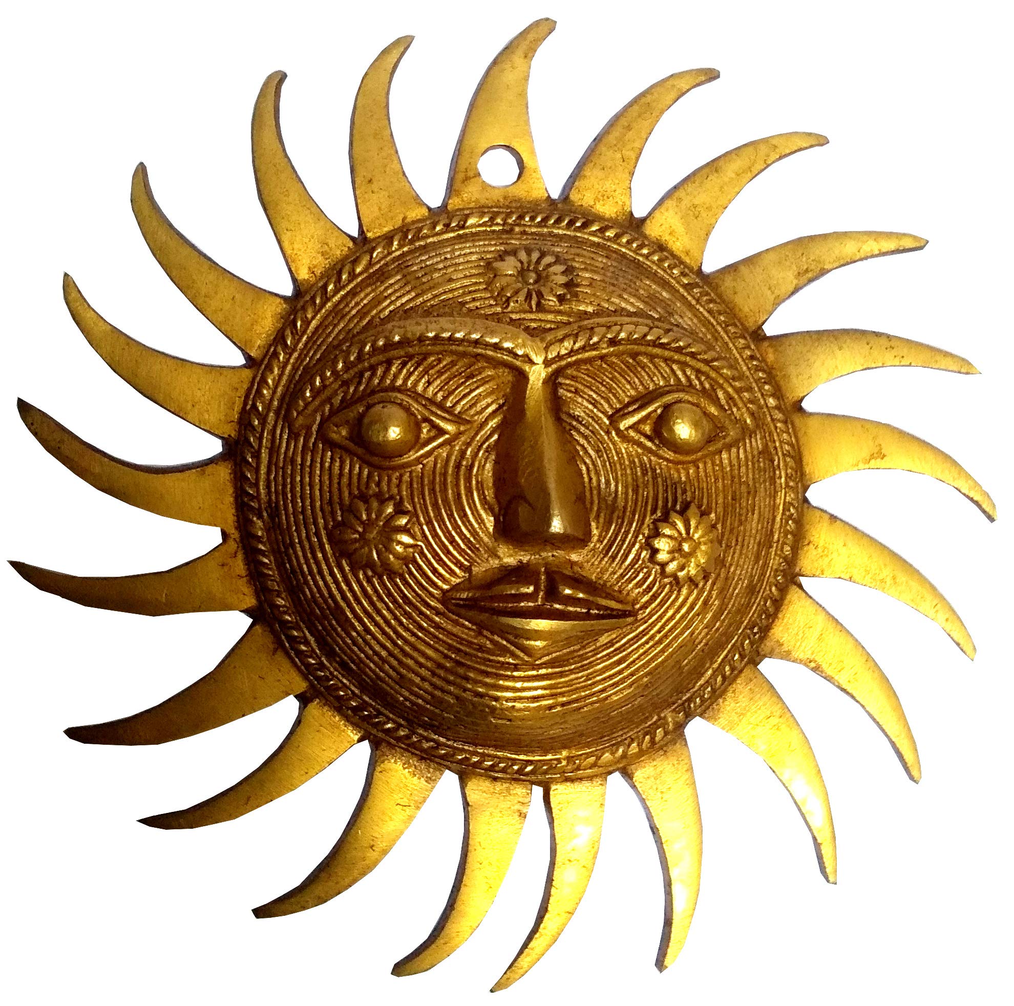 Purpledip Brass Idol Sun God Surya Dev Wall Hanging (11833)