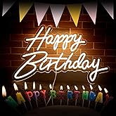 Happy Birthday Neon Sign for Party Backdrop Wall Decor LED Happy Birthday Light Up Sign Banner for Party Decorations LED Sign Teen Bedroom Reunion Decoration Gifts Photo Prop USB 21.7x13.8 Inch (warm white)