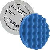 TCP Global 8" Blue Waffle Foam Buffing Pad Hook and Loop Backing - Light Cut Pad for Polishing, Automotive, Marine, Truck, RV & Compound Cutting, Car Polishing Pads