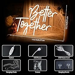 Better Together Neon Sign for Wedding, Warm White
