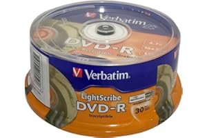Verbatim 95339 4.7 GB up to 16x LightScribe Gold Recordable Disc DVD-R 30-Disc Spindle