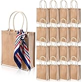 Reginary 16 Pack Burlap Tote Gift Bags with Soft Handles Heavy Duty Multipurpose Jute Shopping Bags for Women Shopping DIY