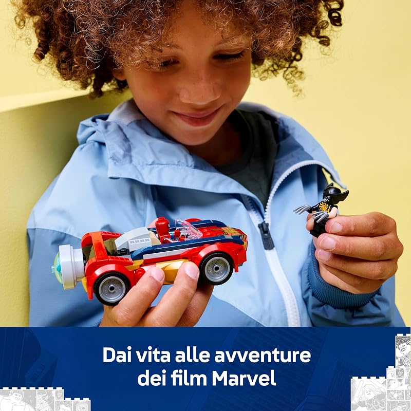 | Marvel Auto di Spider-Man vs. Venomized Wolverine - Giocattolo dei Supereroi con Modello di Macchina, 2 Minifigure e 2 Shooter a Molla - Regalo per Bambini e Fan da 7 Anni in su - 76336