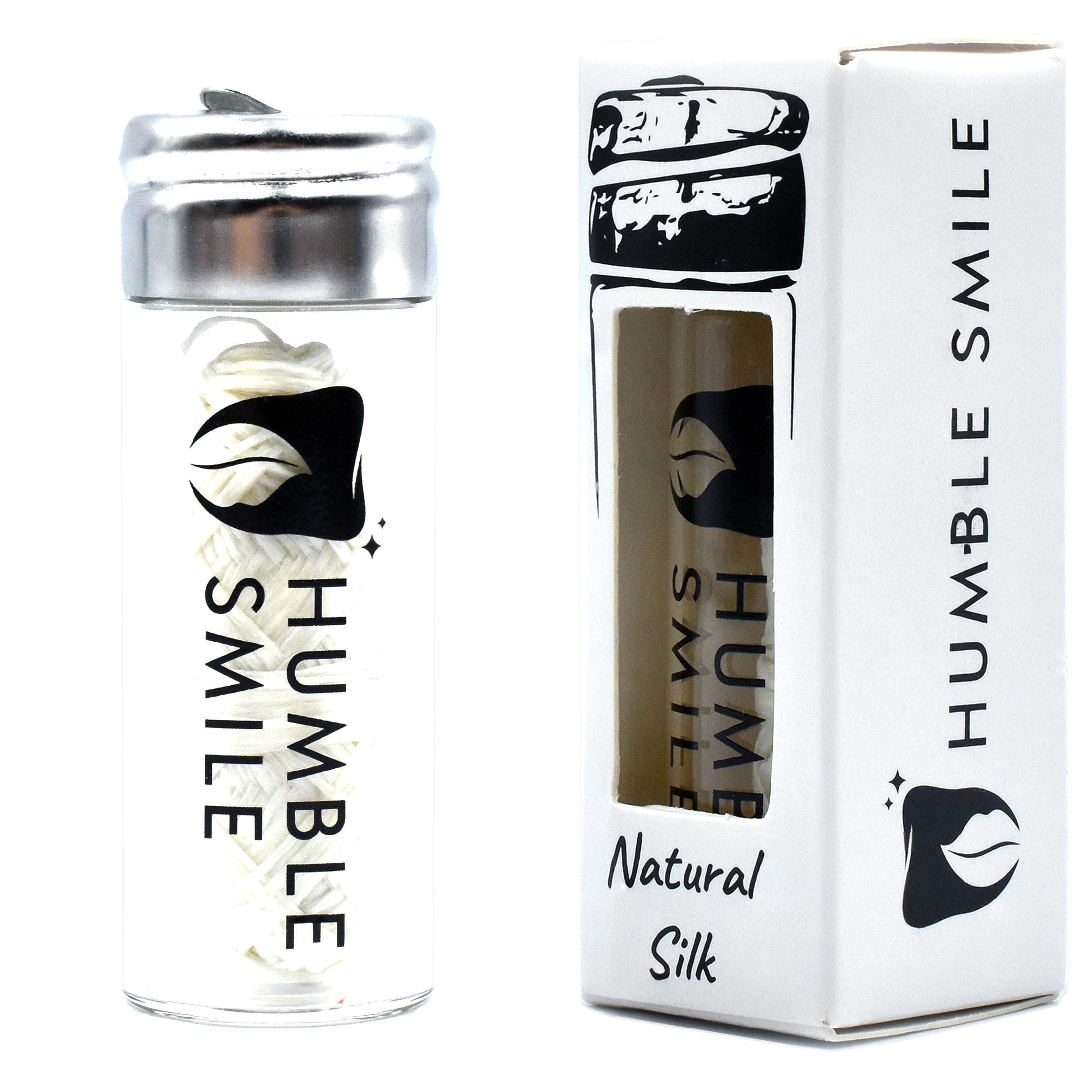 Humble Smile Natural Silk Dental Floss, Recyclable Glass Container, Peppermint Flavor, 30 Meters