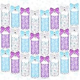 Skylety 24 Pcs Winter Wonderland Party Plastic Cups Plastic Snowflake Cups Bulk 13.5 oz Reusable Snowflake Tumblers with Lids Straws Bow for Winter Wonderland Party Gift Favors