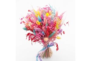 MIFGRA 119PCS Pink Pampas Grass, Dried Flowers Bouquet - Preserved Pink Flowers, Colorful Decor - Fall Flower Bouquet for Home Decor, Flower Decor, Wedding Decor, Flower for Vase