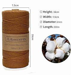 Macrame Cord,2mm x 219yard Cotton Twine String