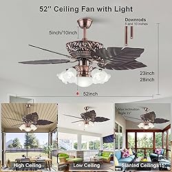 BOOMJOY 52 inch Ceiling Fans with Lights and