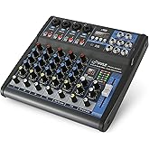Pyle Professional 6 Channel Audio Mixer with Bluetooth - DJ Sound Board - USB Computer Input - Built-in MP3 Player - 48V Phantom Power - 3 Band EQ - 16-Bit DSP FX - Band, Studio Ready - PMXU63BT