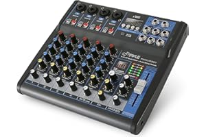 Pyle 6-Channel Professional Audio Mixer - USB - Bluetooth - 48V Phantom Power - Digital MP3 Input - FX 16-Bit DSP - Desk System Interface - PMXU63BT