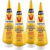 Victor Outdoor Mole &amp; Gopher Poison Peanuts 4-Pack | Zinc Phosphide Rodenticide Bait for Mole and Gopher Killer Pest Control in Yards and Lawns, 6 oz per Container, M6006-4